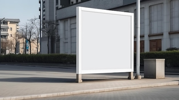 ジェネレーティブ AI リアルな通りの大きな看板は、プレゼンテーション広告用にブランクをモックアップします