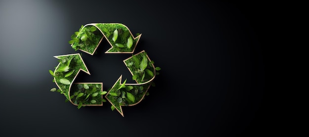 Генеративный ИИ Зелёный знак рециркуляции из дерева и концепция повторного использования нулевых отходов