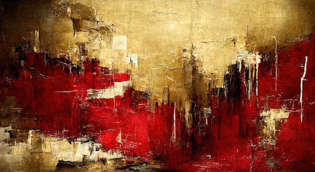 Generative AI Red golden and black watercolor abstract painted background