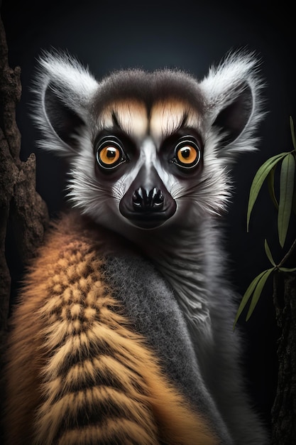 Generative AI of a ringtailed lemur Lemur catta