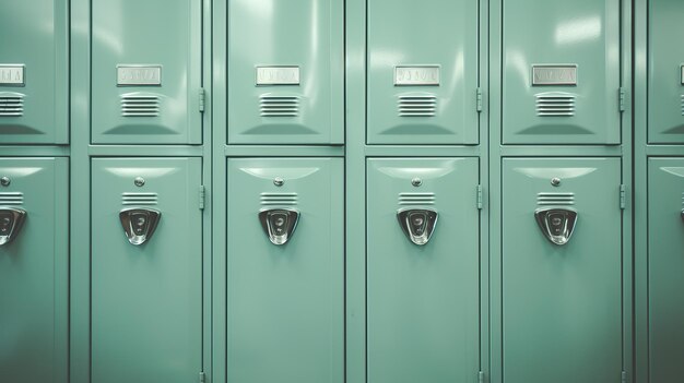 Photo generative ai row of high school lockers in the hallway locker room