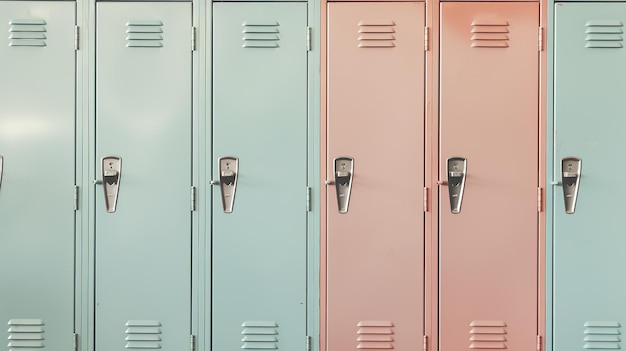 Photo generative ai row of high school lockers in the hallway locker room