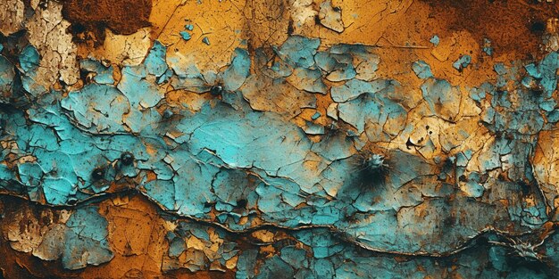 Generative AI Rusted blue and turquoise metal background Grunge old wall texture