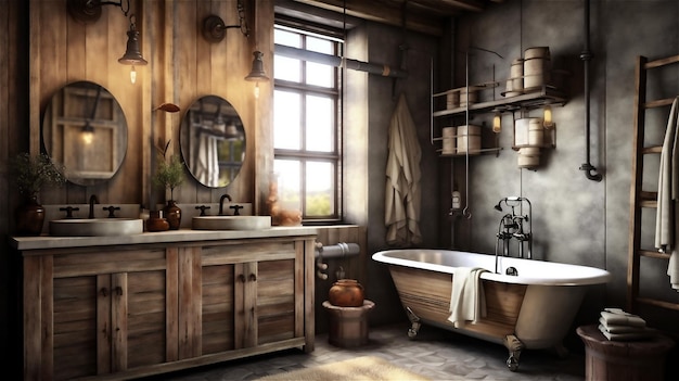 Generative AI Rustic Retreat A Cozy and Inviting Bathroom Design