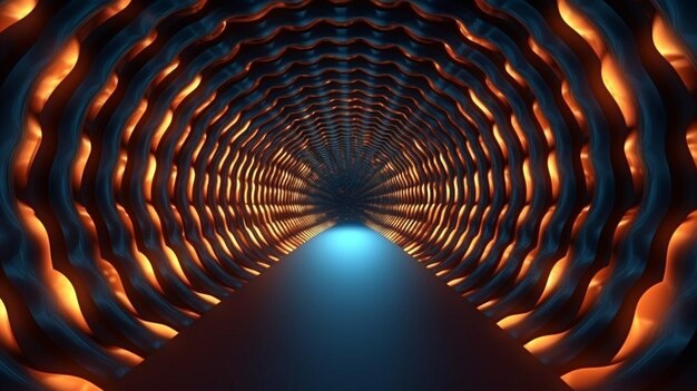 Foto tunnel ad arco scintillante di intelligenza artificiale generativa e sfondo astratto