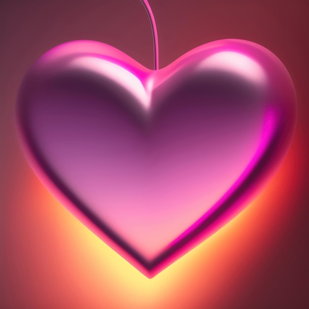 Generative AI Shiny Glittery Heart Shape On Bokeh Backgorund Love Concept