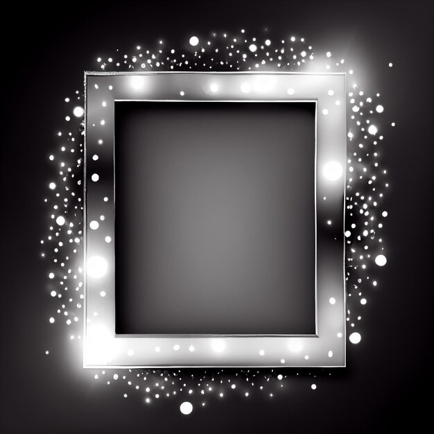 Photo generative ai silver shimmer sparkling bokeh border for elegant designs