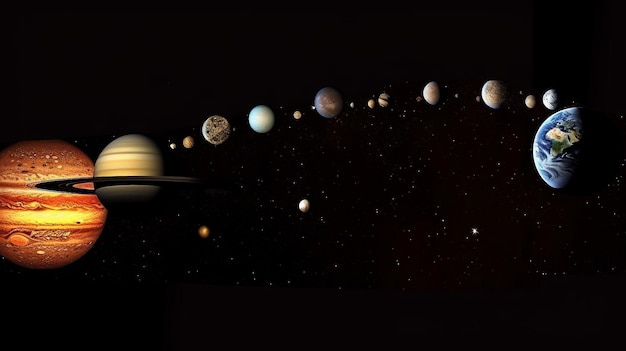 Photo generative ai solar system and space objects