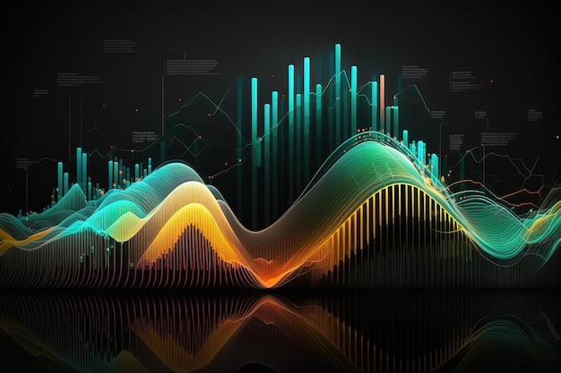 Photo generative ai stock market chart lines financial graph on technology abstract background represent