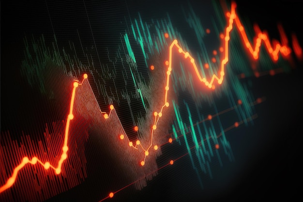 Generative AI stock market chart lines financial graph on technology abstract background represent