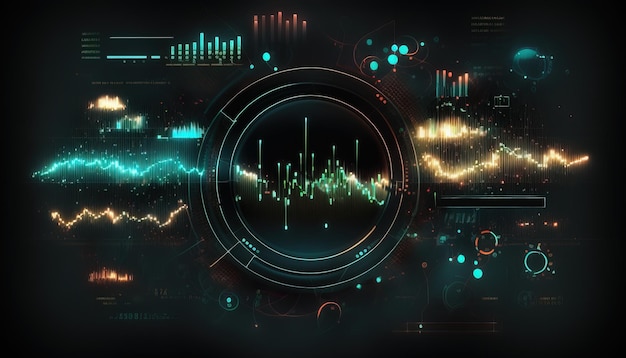 Generative AI stock market chart lines financial graph on technology abstract background represent