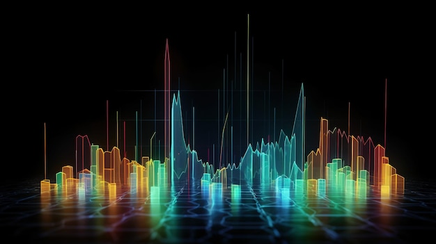 Generative AI stock market chart lines financial graph on technology abstract background represent