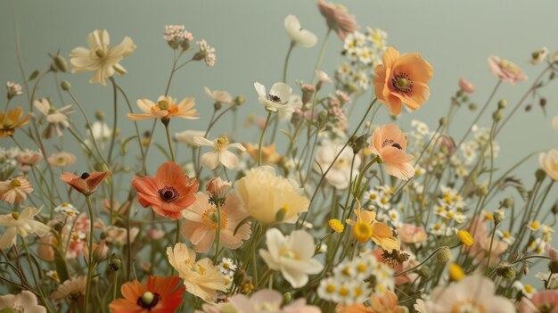 Photo generative ai summer aesthetic background with flowers muted neutral colorsx9xa