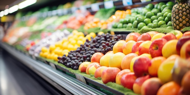 Photo generative ai supermarket fruit on shelf