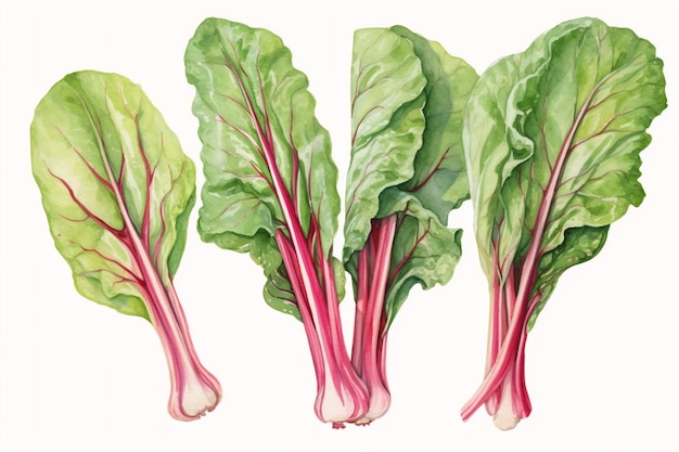 Generative AI Swiss chard watercolor paint collection