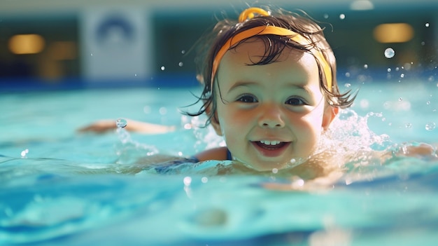 Foto l'ia generativa insegna ai bambini a nuotare