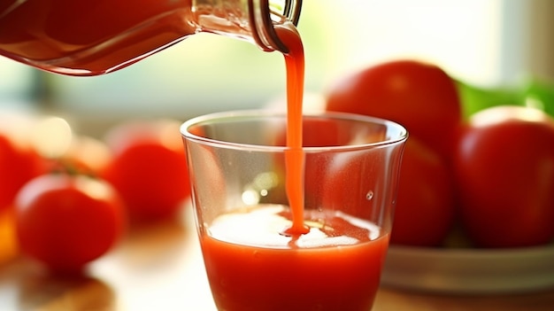 Generative ai tomato juice pouring