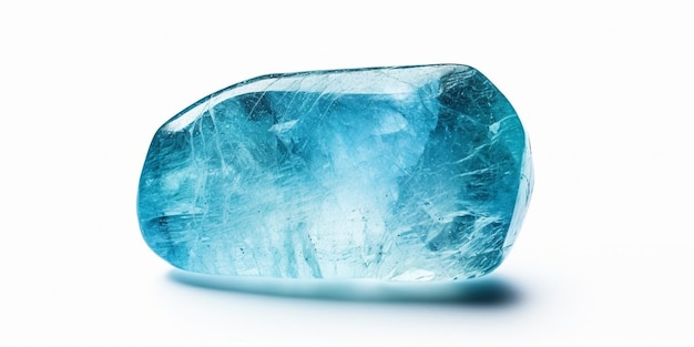 Generative AI Tumbled aquamarine blue beryl gemstone