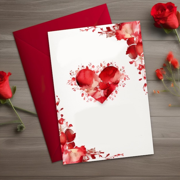 Generative ai valentine39s day greeting card big heart in the center