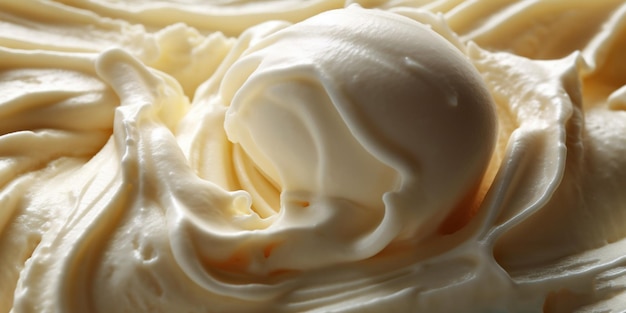 Foto superficie generativa di gelato alla vaniglia ai close-up consistenza di gelato bianco come sfondo