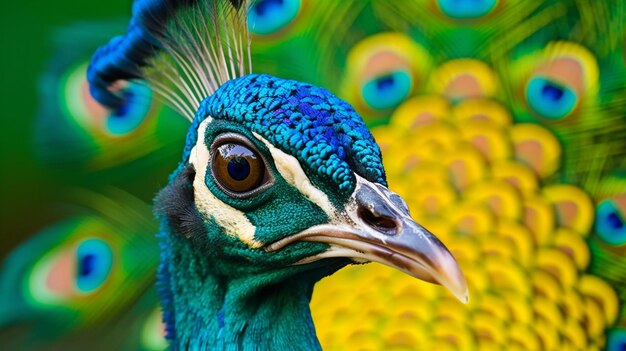 Generative AI vivid hues and an ultracloseup of a peacock