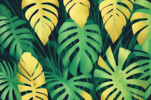 Generative ai a wallpaper of a tropical plant with a leaf pattern