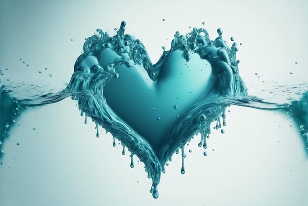 Generative ai water splash in shape of heart