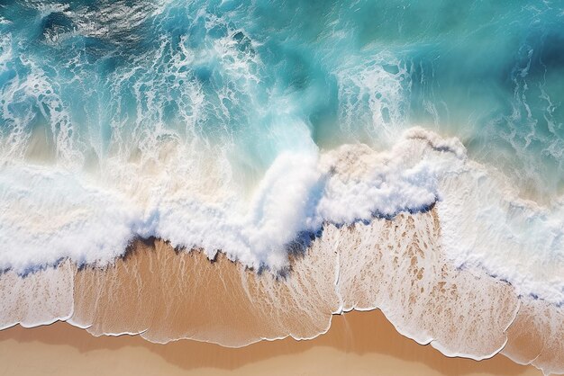 Generative AI the waves of an ocean washing the beach of an island