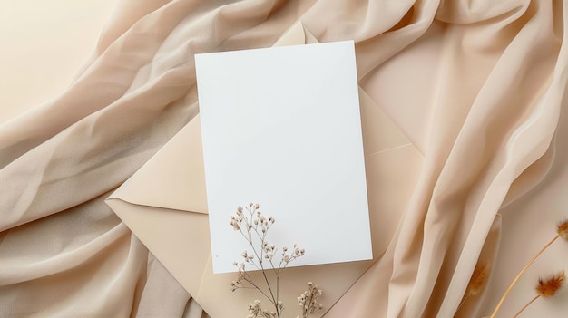 Generative AI Wedding invitation mock up boho style neutral muted colors