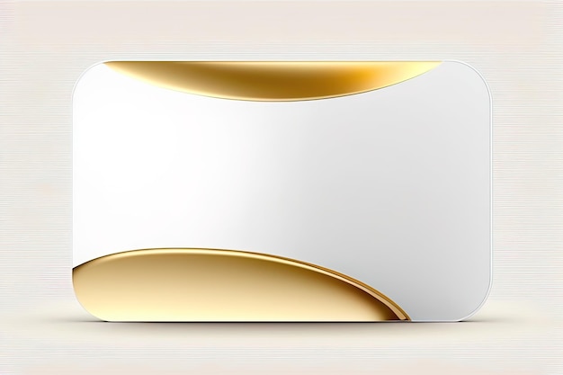 Generative AI a white card for mockup horizontal rectangular with rounded corner shapes front view stunning light studio light reflexion of hundred fine lines of gold reflection white background