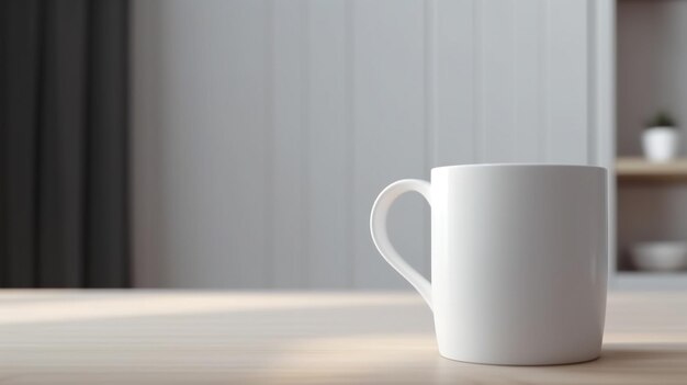 Generative AI White ceramic cup setup in at home interior mug mock up blank