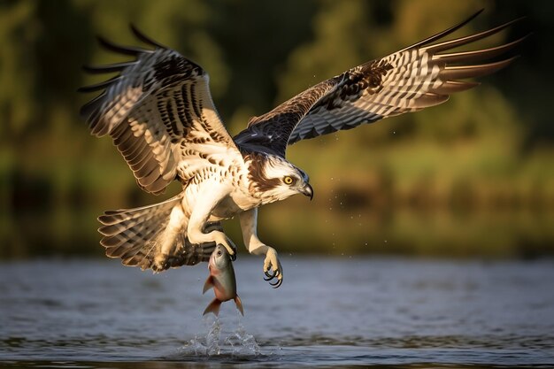 Foto pesca generativa ai wild osprey pandion haliaetus