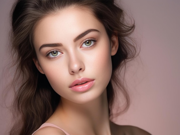 Generative AI Woman beautiful face healthy skin care natural beauty young model