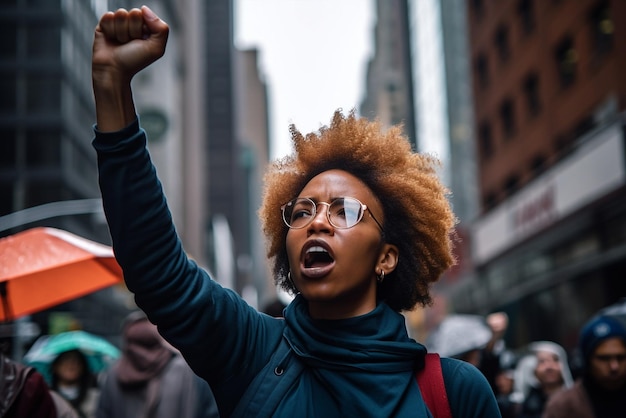 Generative ai women protesting screaming