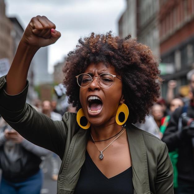 Generative ai women protesting screaming