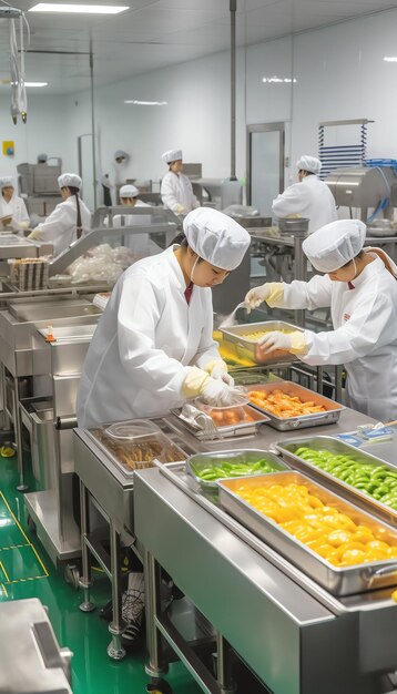 Photo generative ai workers handle meat organizing packing shipping loading at factory plant