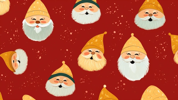 Photo generative ai xmas pattern with stylized santas