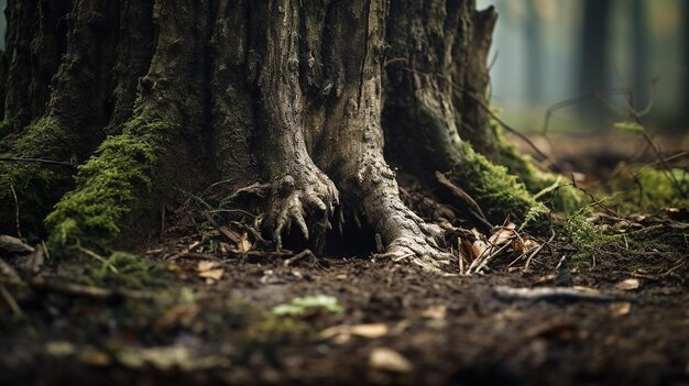 Photo generative ai young trees emerge from old tree stumps