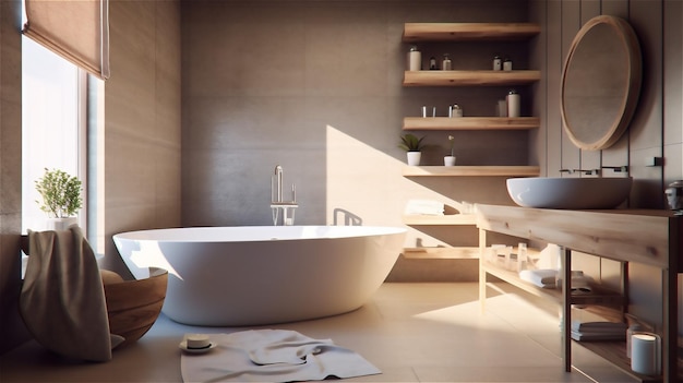 Generative AI Zen Minimalism A Serene and Functional Bathroom Design