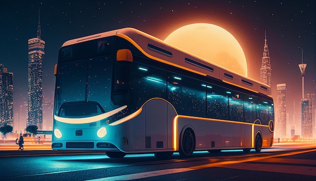 야간에 도시를 가로지르는 생성형 AI 기반 자율 스마트 자동차 및 버스 여행