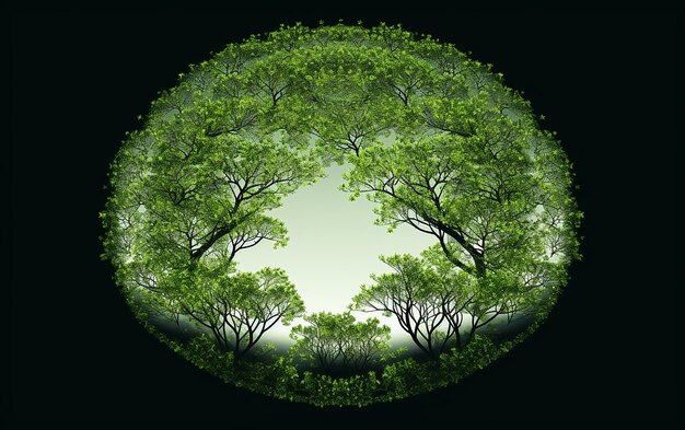 Generative beauty green growing trees in a circle