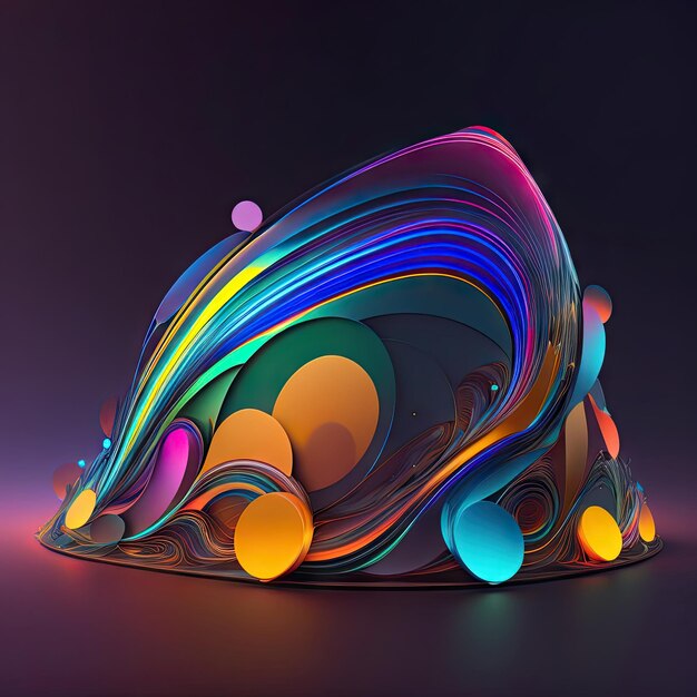 Генеративное фрактальное искусство Абстрактные красочные светящиеся формы Фэнтезийный световой фон 3d-рендеринг