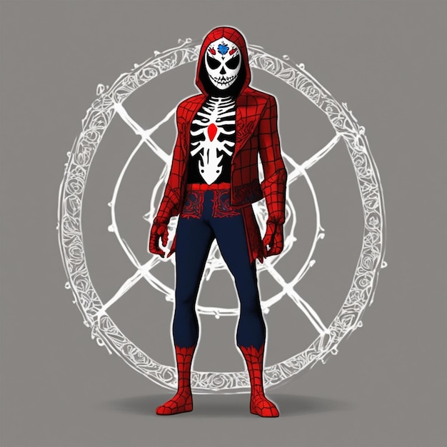 Genereren van een geanimeerd beeld van Spider-Man gekleed als een Catrn een traditionele Mexicaanse dag