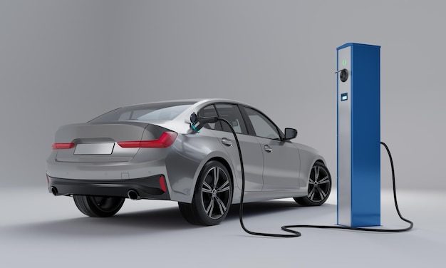 Generic electric car charging battery 3d render