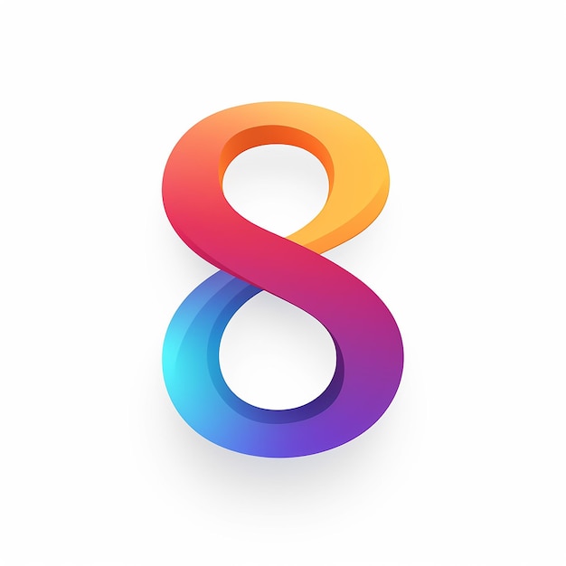 Foto design del logo colorato con illustrazione piatta generica con numero 8 otto