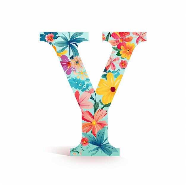 Photo generic logo colorful flat floral design with letter y floral alphabet generative ai