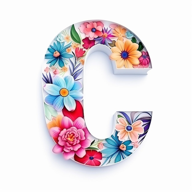 Generic logo floral design with letter C in paper cut 3d shape floral alphabet