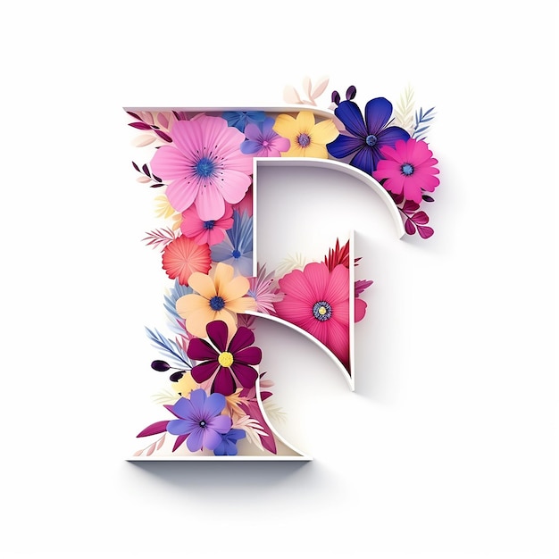 Общий цветочный дизайн логотипа с буквой F в стиле вырезки из бумаги