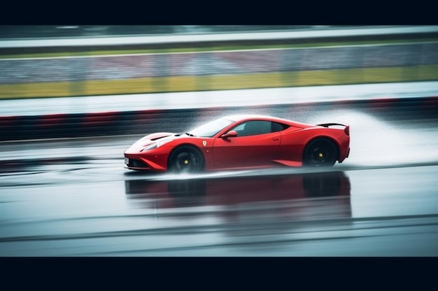 Two Race Cars Moving At High Speed In Slightly Wet Conditions Stock Photo -  Download Image Now - iStock