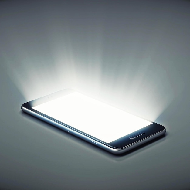 Photo generic smartphone with light coming from the screen